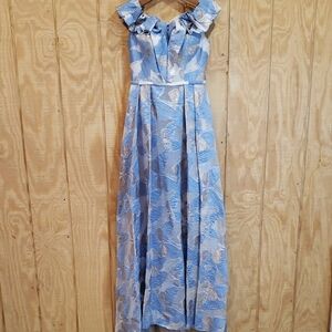 Alexander by Daymor NEW Blue Silver Evening Ball Gown Maxi Dress Size 6 #1662